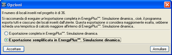 Esportazione in EnergyPlus™
